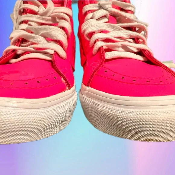 Vans Women's Neon Pink High-Top Sneakers Size 8.5 - Picture 3 of 9